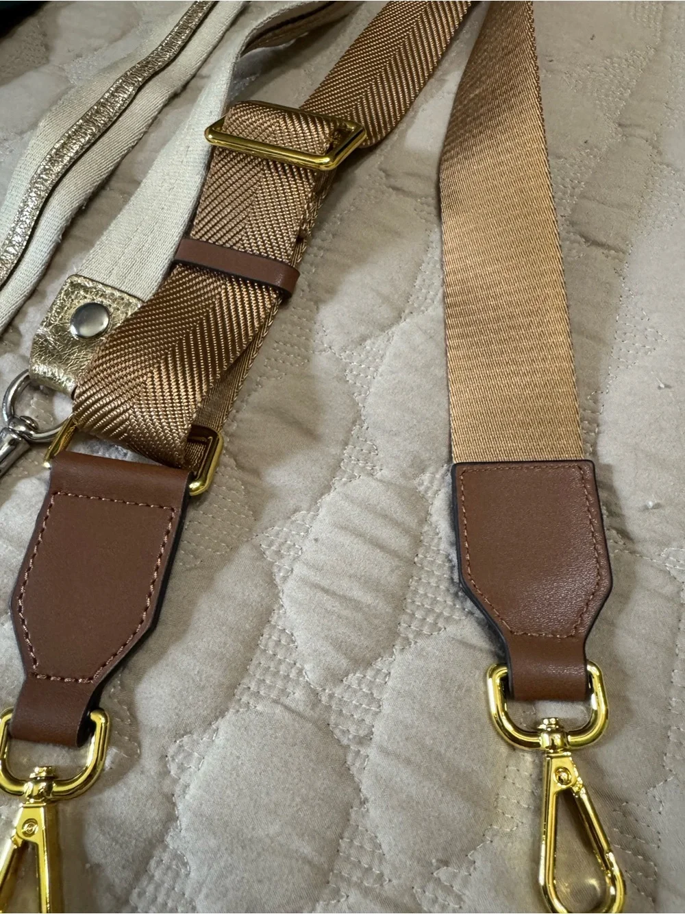 Assortment Striped Green & Red, Beige and Gold and Brown Adjustable Straps - Picture 4 of 4